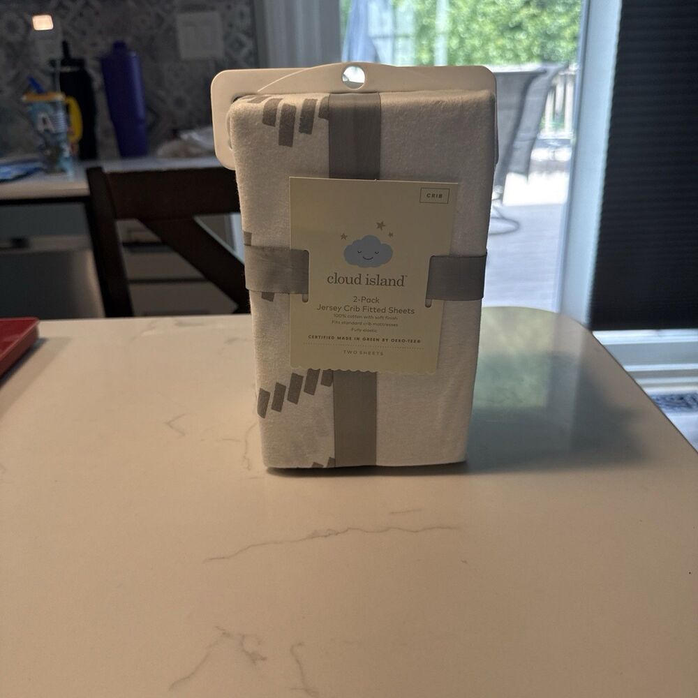 cloud island Gray and White Jersey Fitted Crib Sheets - 2-Pack 100% Cotton